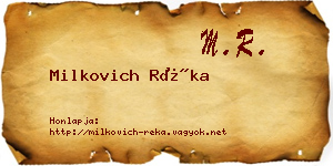 Milkovich Réka névjegykártya